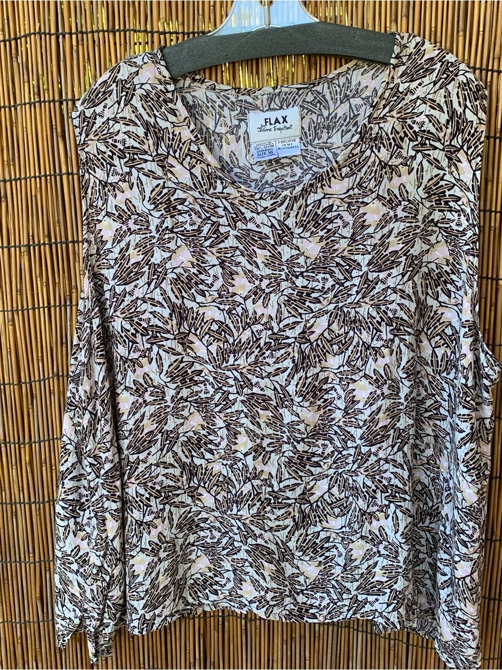 FLAX Leaf Print sleeveless top women’s 3G (3X)